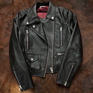 Classic Black Leather Moto Jacket